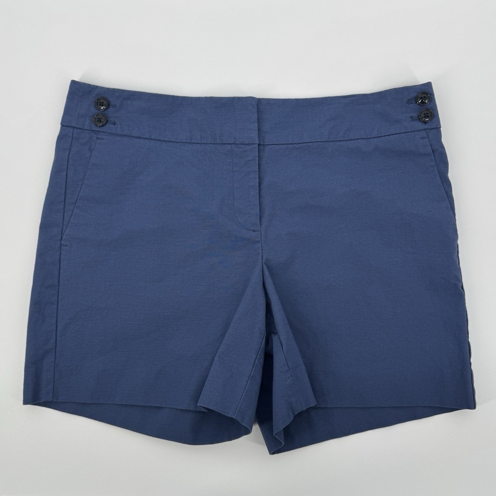 Ann Taylor Factory Womens Blue Dress Shorts Size 10 Stretch Career Casual Resort